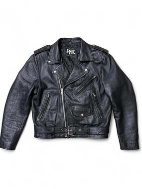 Vintage FMC Genuine Leather Biker Motorcycle Jacket Size 40